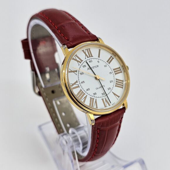 Advance Women\'s Watch 32MM White Dial‎ New Red Leather Bands New Battery main image 5